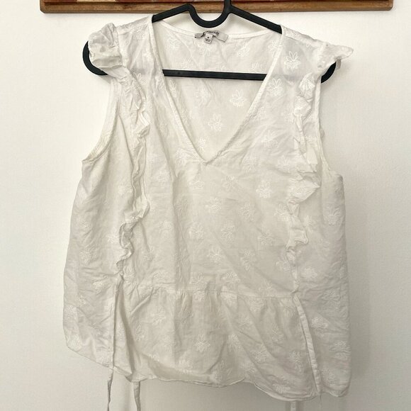 Madewell Tops - Madewell floral ruffle sleeve with side ties Women's size‎ Medium, white
